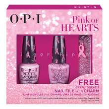 OPI Pink of Hearts 2014 Breast Cancer Awareness Promo Duo Pack (B56 + SR F93 + Free Nail File with Charm)
